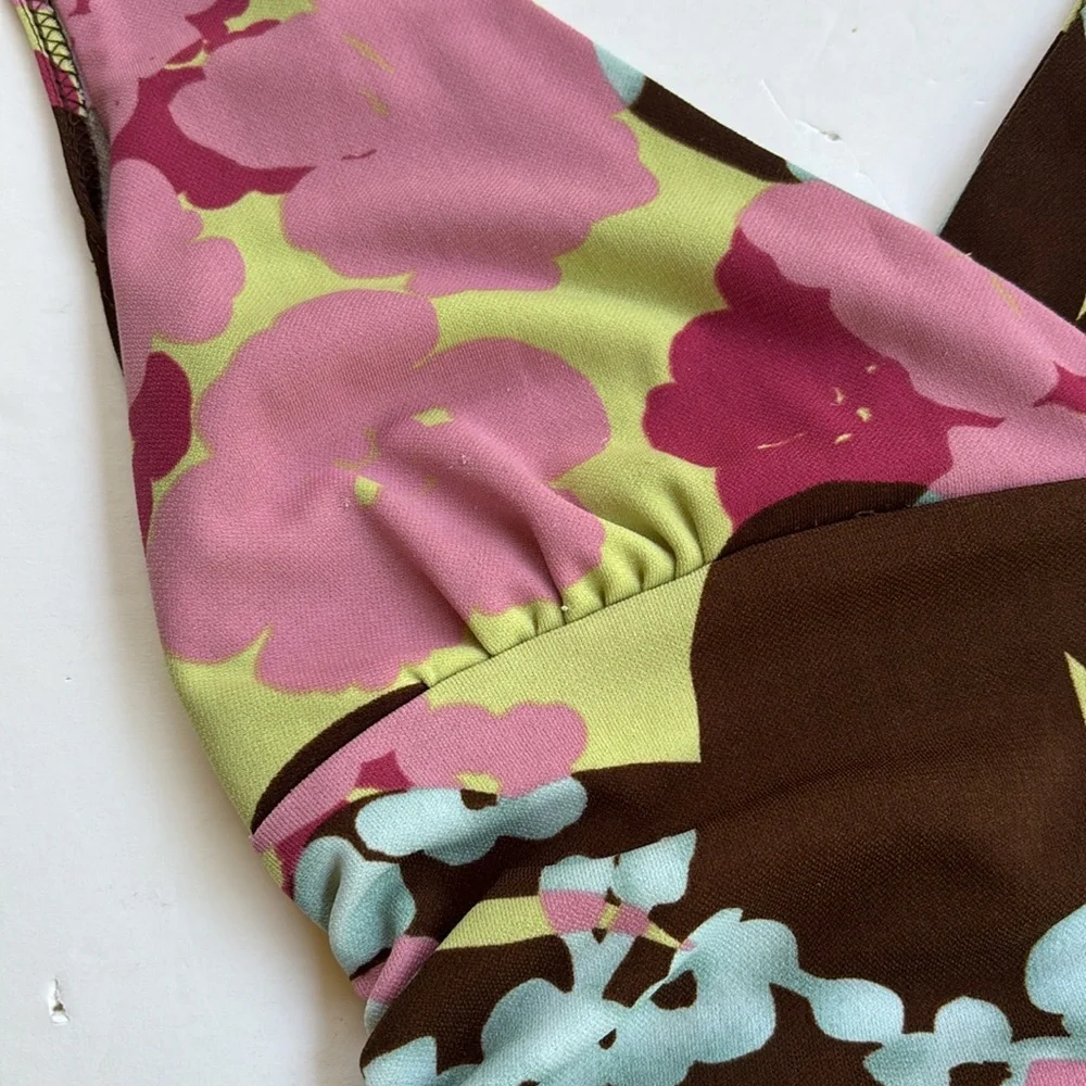 Vintage Y2K Pink Floral Colorful Asymmetrical Dress Bias Fairy Betsey Johnson S - Picture 8 of 17